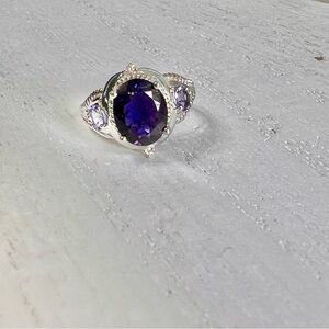 Ross-Simons Lolite and Tanzanite Ring in 14K White Gold with Diamond Accents